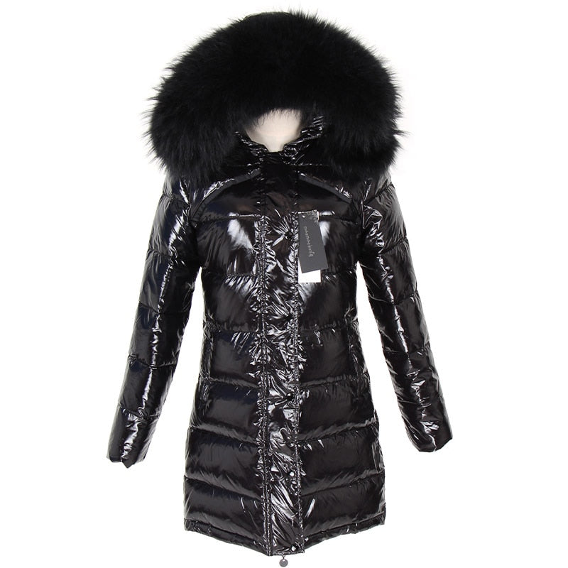 Winter Jacket Women Real Fur Coat Parkas Duck Down Lining Coat