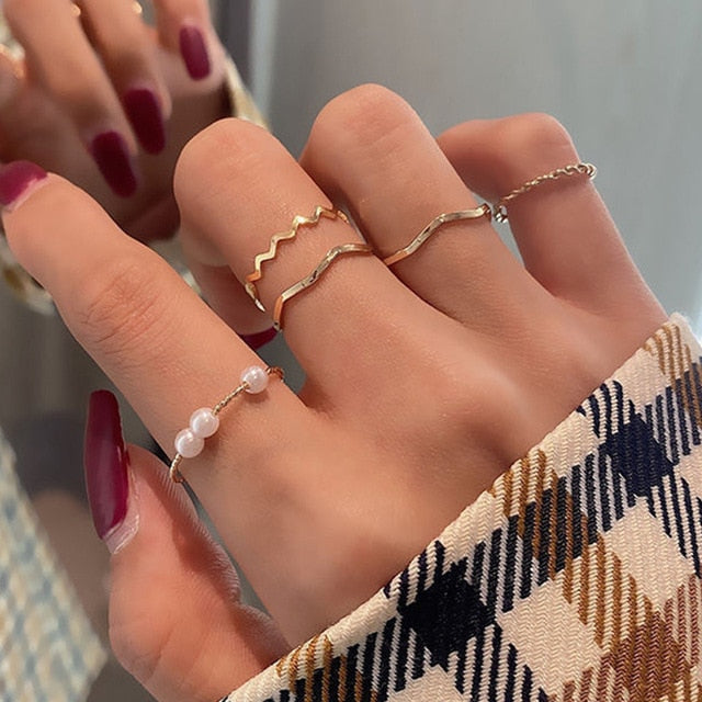 Punk Metal Geometry Circular Punk Rings Set Opening Index Finger