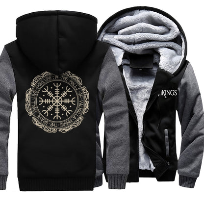 Winter Thick Mens Hoodies Viking Printing Male Jacket Hip Hop Brand