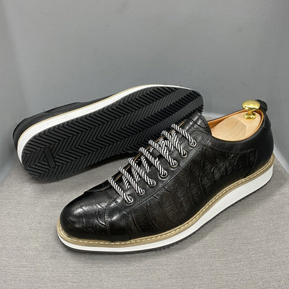 Mens Casual Shoes Genuine Leather Lace-Up