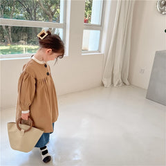 spring Korean style girls temperament round collar British style coat retro loose