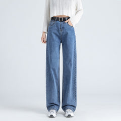Women Jeans Vintage Adjustable High Waist BF Oversize Wide Leg Trousers