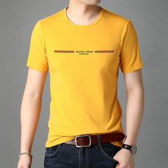 Cotton 5% Spandex Brand Print Plain Tops Summer t Shirt Men Round