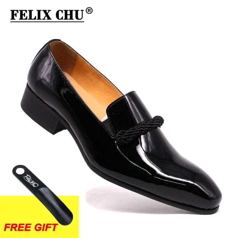 Size 7-13 Mens Dress Shoes Black Patent Leather Men Loafers With Black
