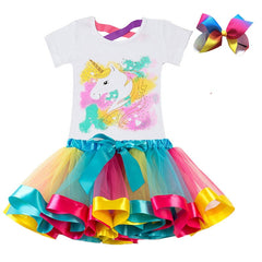 Kids Clothes Summer Fashion Unicorn T shirt whit Skirt Baby Girls Clothes