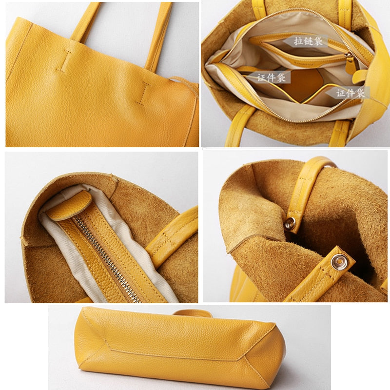 Women Luxury Bag Casual Tote Female Lemon Yellow Fashion Shoulder Handbag