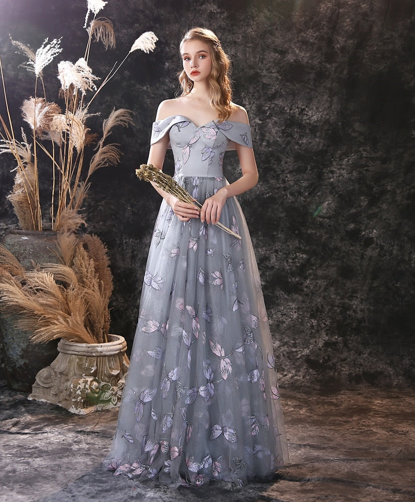 Homecoming Dresses: Prom Dresses Off Shoulder Long Floor Length Lace Sequined