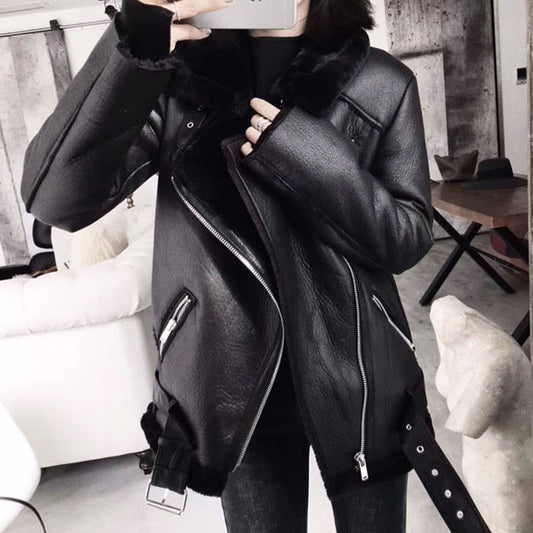 Winter Coats Women Thick Faux Leather Fur Coat