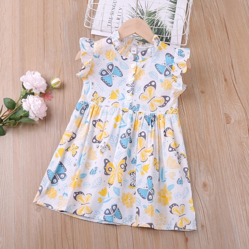 Humor Bear Summer Girl Dresses Soild Dresses Princess Girls Clothes