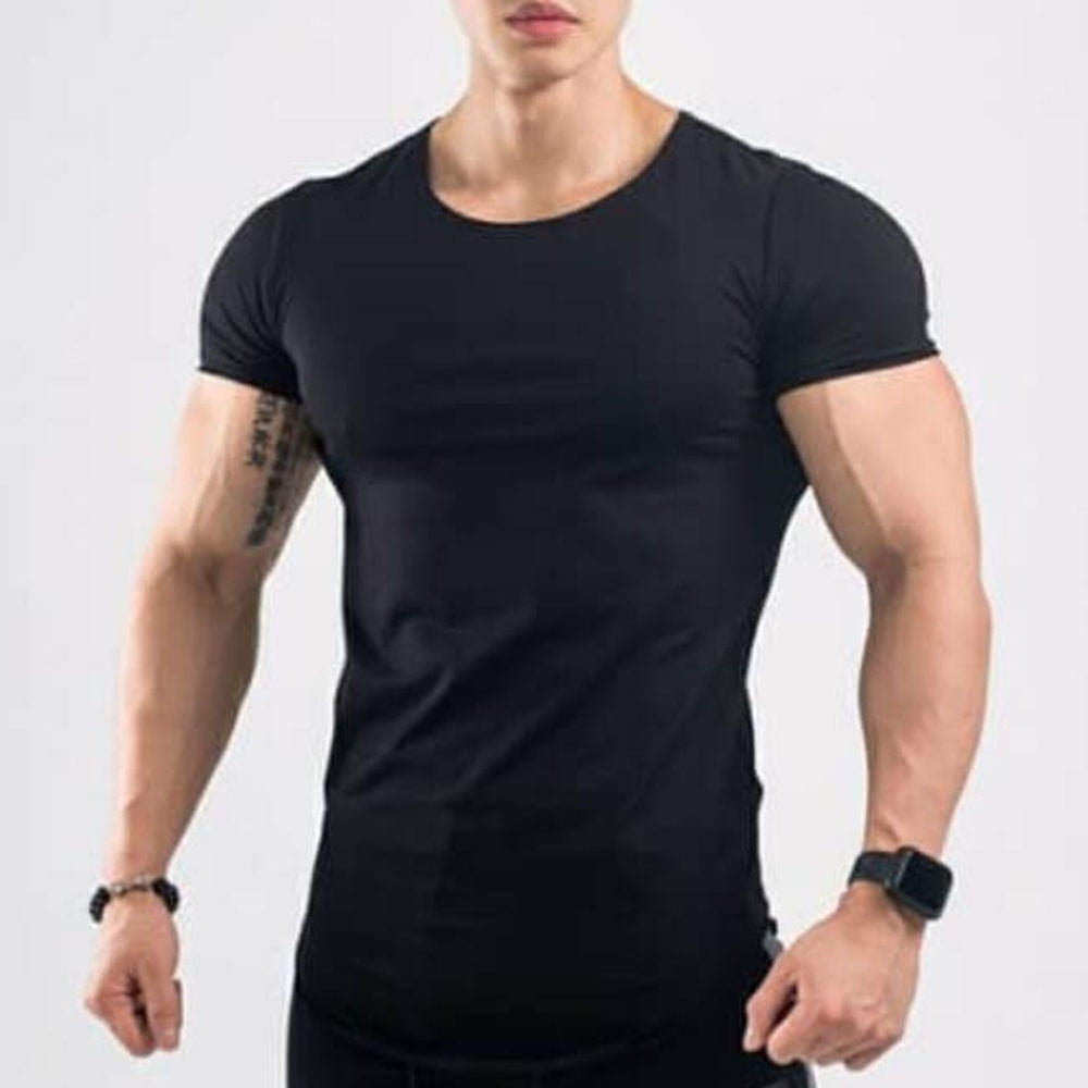 Gym T-shirt Men Fitness Workout Cotton Shirt Male Bodybuilding Running