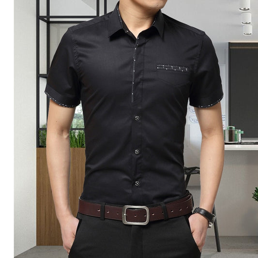 Men's Shirt Brand Luxury Men Cotton Short Sleeves Dress