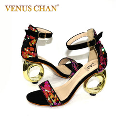 Latest Design African Style Women Shoes Slippers with Metal Trim