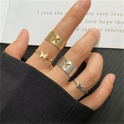 Silver Color Butterfly Rings For Women Men Lover Couple Ring Set Friendship