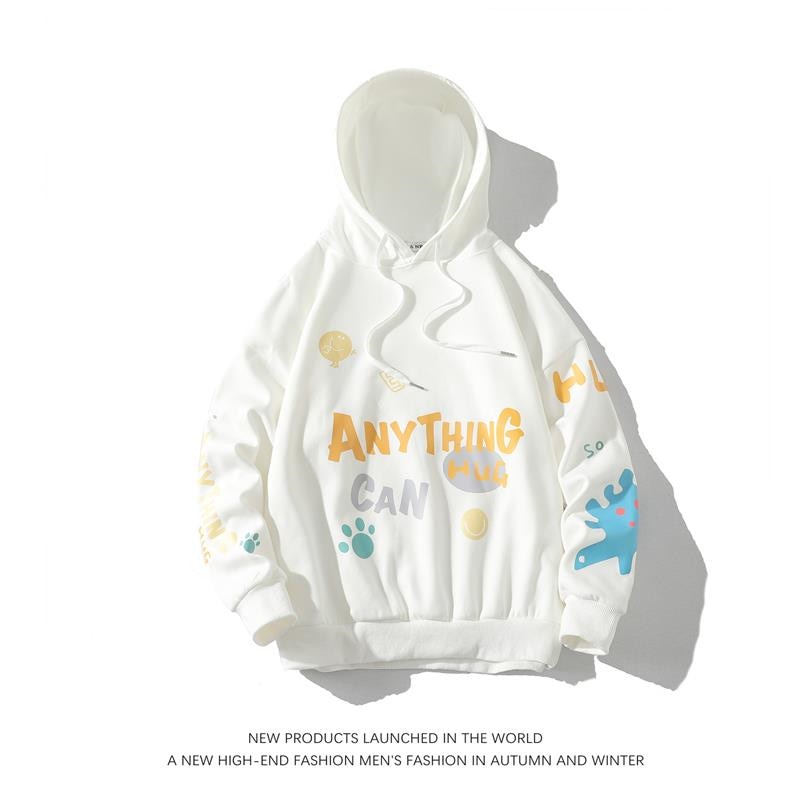 Fashion Black White Sweatshirt Men Hip Hop Long Sleeve Pullover Hoodies