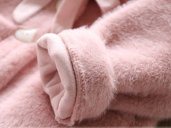 Children baby long mink fur coat girl fur one plus plush heavy coat