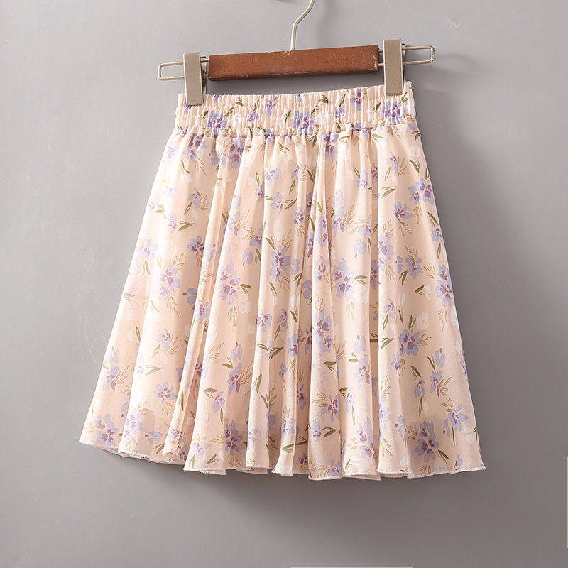 summer big swing skirt high waist chiffon A-line short skirt umbrella skirt