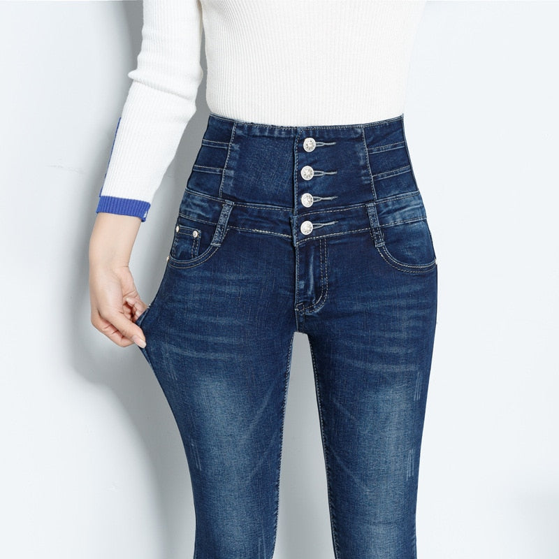 Womens skinny Jeans High Waist Fashion Slim Denim Long Pencil Pants Woman