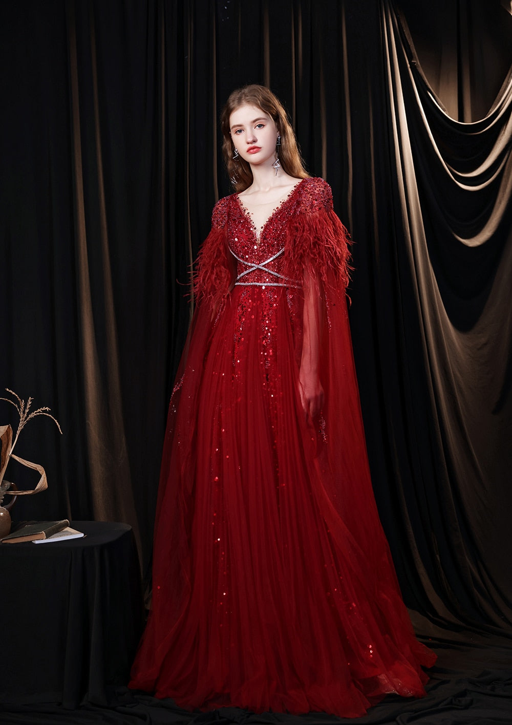 Evening wear Dresses: Evening Dresses with Detachable Shawl Silver Grey