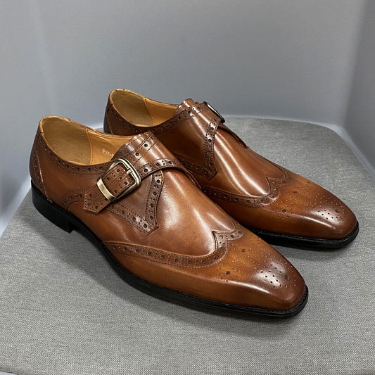 Size 6-13 Luxury Dress Shoes Men Genuine Leather Italian Wingtip Oxford Shoes