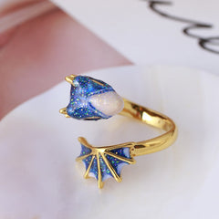 Fashion Enamel Dragon Rings Punk Viking Animal Snake Adjustable Finger Ring