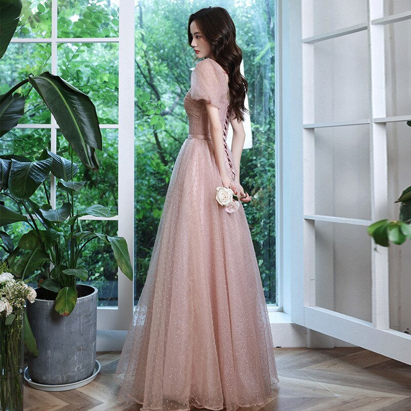 Evening wear Dresses: Gown for Women Party Night Puff Sleeve Cute Prom Dresses