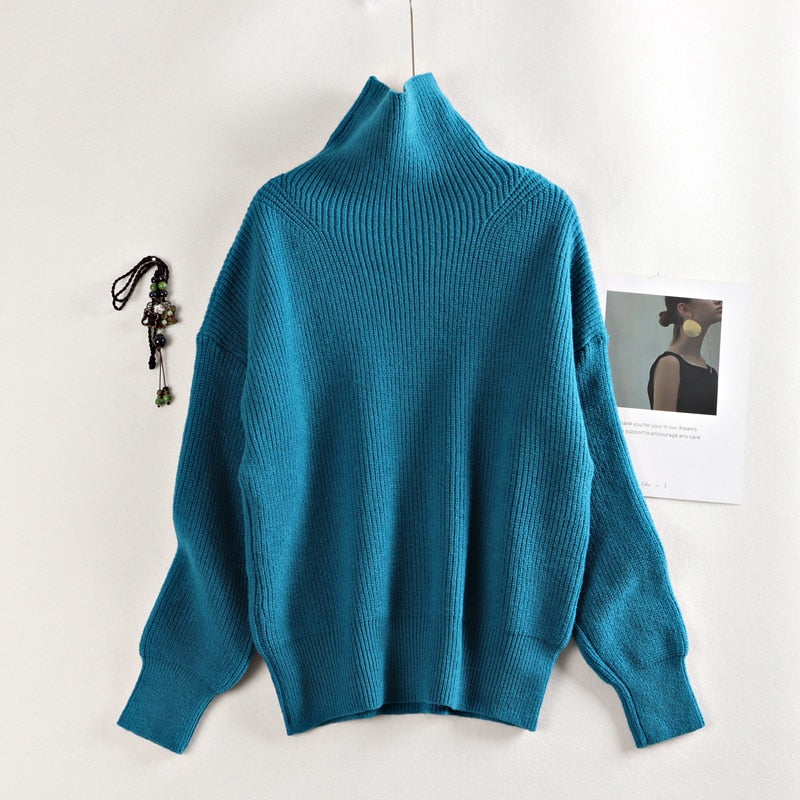 Wool Women's Sweater Autumn Winter Warm Turtlenecks Casual