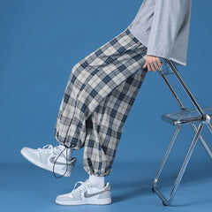 Wide Pants Casual Elastic Leg opening Ankle Length Pants Men