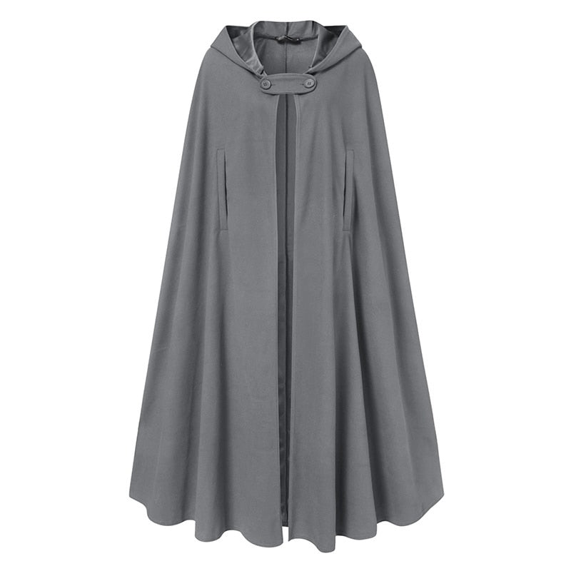 Women Autumn Winter Hoodies Long Cape Cloak Casual Hooded Coat