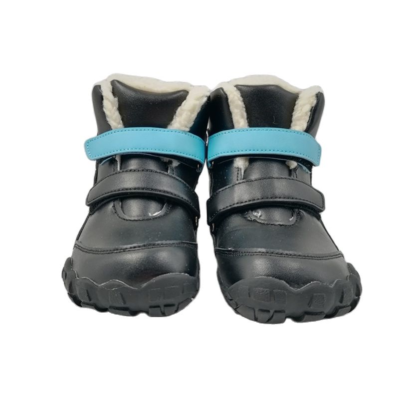Children Barefoot Winter Boots Soft Leather Plush Snow Shoes