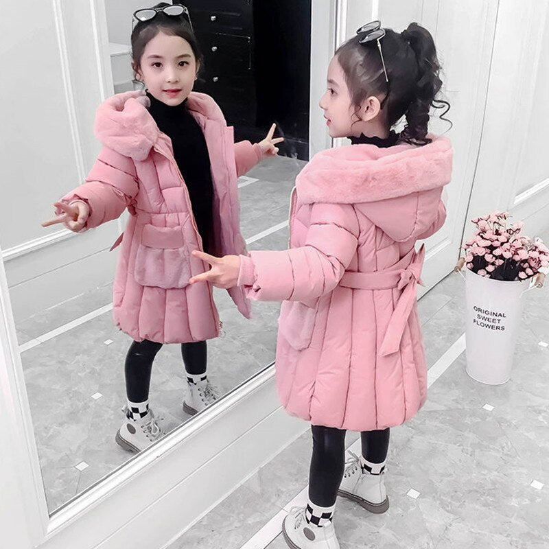 Children Winter Jacket for Girl Hooded Coat snowsuit Down cotton