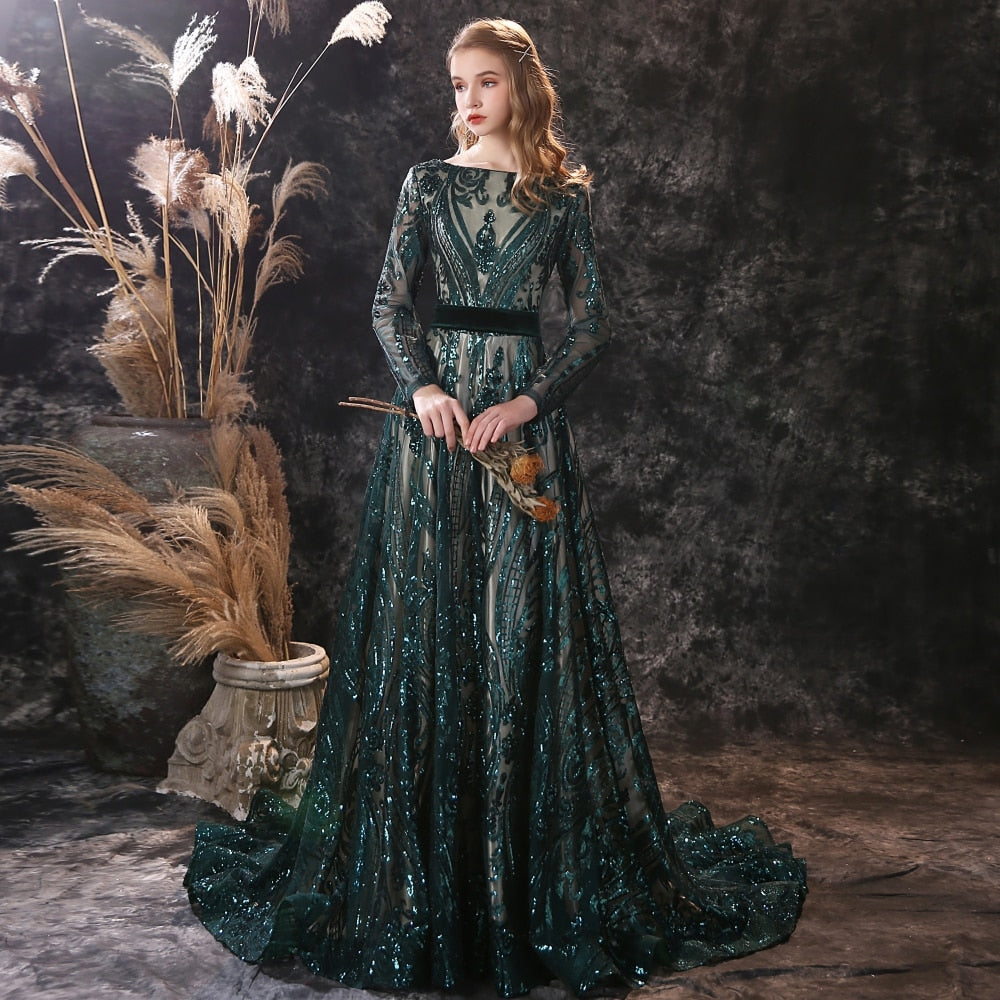 Evening wear Dresses: Long Evening Dresses Elegant Mermaid Long Sleeve