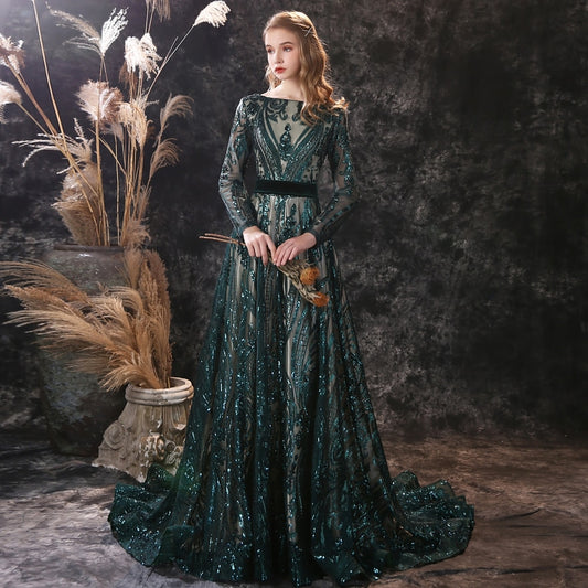 Evening wear Dresses: Long Evening Dresses Elegant Mermaid Long Sleeve
