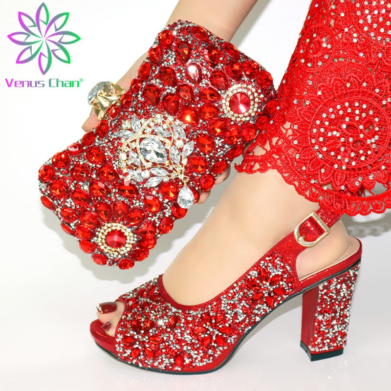 Shoe and Matching Bag for Nigeria Party Slip on Shoes for Women