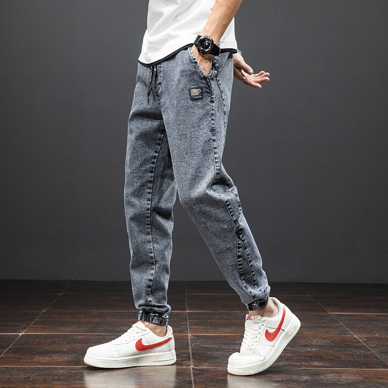 Spring Summer Black Blue Cargo Jeans Men Streetwear Denim Jogger