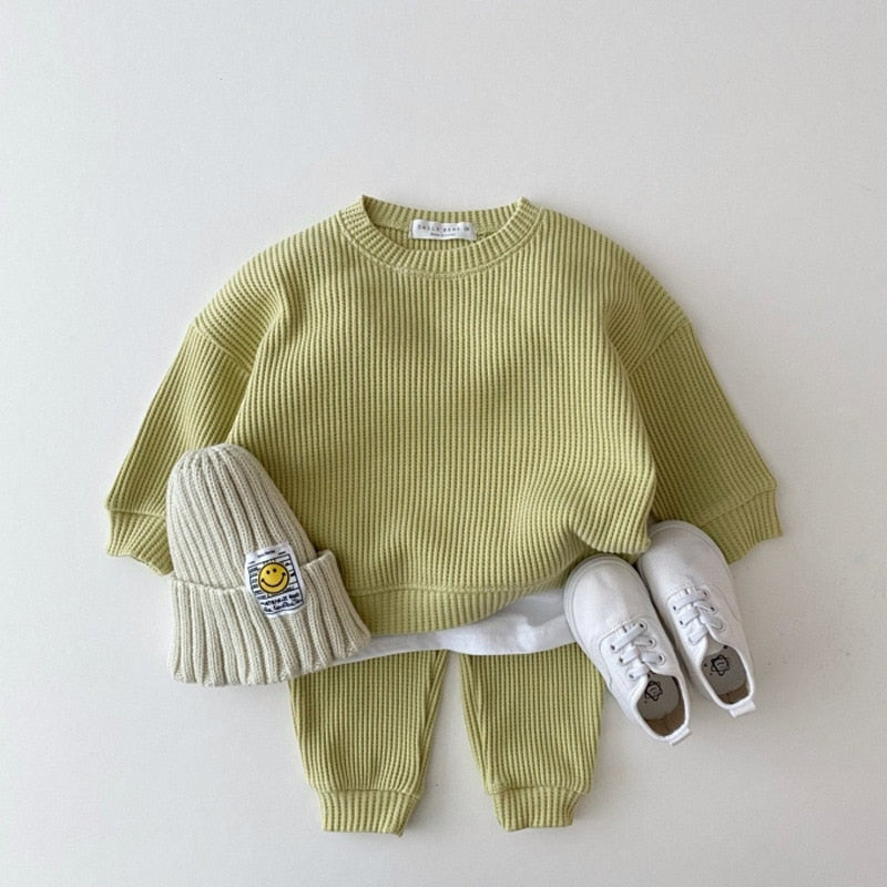 Korean Baby Cotton Kintting Clothing Sets Kids Boys Girls