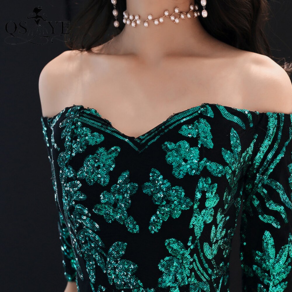 Evening wear Dresses: Evening Dress Side Sleeves Mermaid Prom Gown Long Sleeves