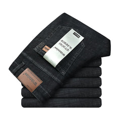 Black Branded Men Stretch Jeans Spring Summer Business Casual