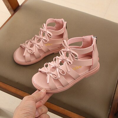 Summer Children's Sandals for girl Genuine Leather High-help Hollow Out