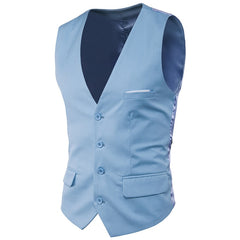 Black Suit Vest Waistcoat Men Slim Fit V Neck Dress Vests Mens