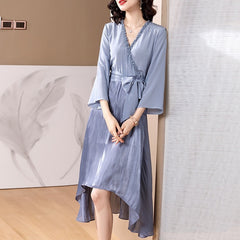 Spring and summer women fashion V-neck nine point sleeve