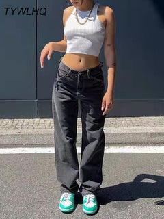 Low Waist Jeans Women Baggy Jeans 2021 New Fashion Straight Leg Pants Y2k Denim Trousers Vintage Loose Blue Washed Mom Jeans