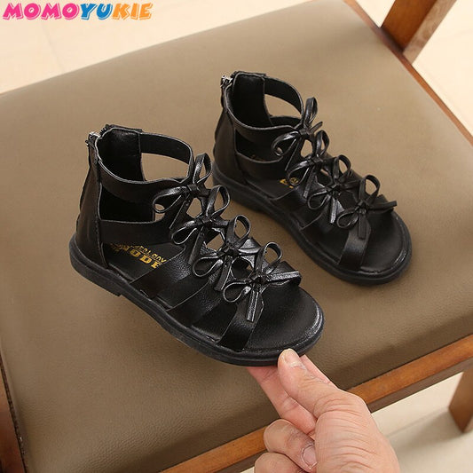 Summer Children's Sandals for girl Genuine Leather High-help Hollow Out