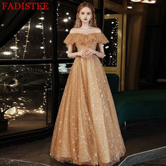 Boat Neck High-end Evening Dress Prom Party Gown Robe