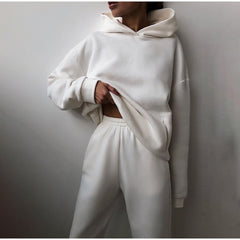 Women Tracksuit Suit Autumn Fashion Warm Hoodie Sweatshirts Two Pieces
