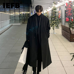 Korean Trend Men Loose Casual Single-breasted Overcoat Autumn