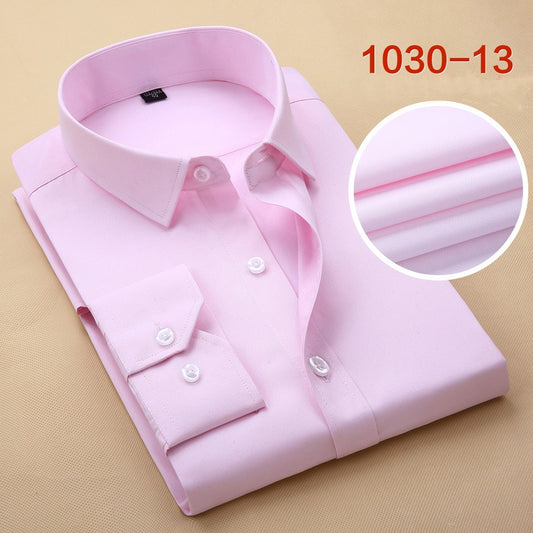 Men Business Formal Shirts Men Work Shirts Plain Long Sleeve Solid