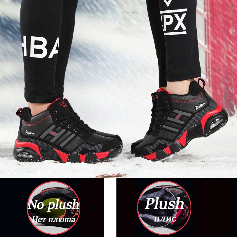 Winter Leather Boots Men Waterproof Men Sneakers Warm Trekking Work