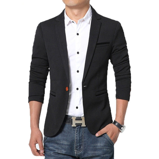 Men Blazer Spring Fashion Brand Slim Fit Men