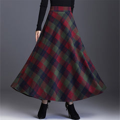 Neophil Woolen Warm S-3XL Thick Plaid Skirts Winter Women England Style