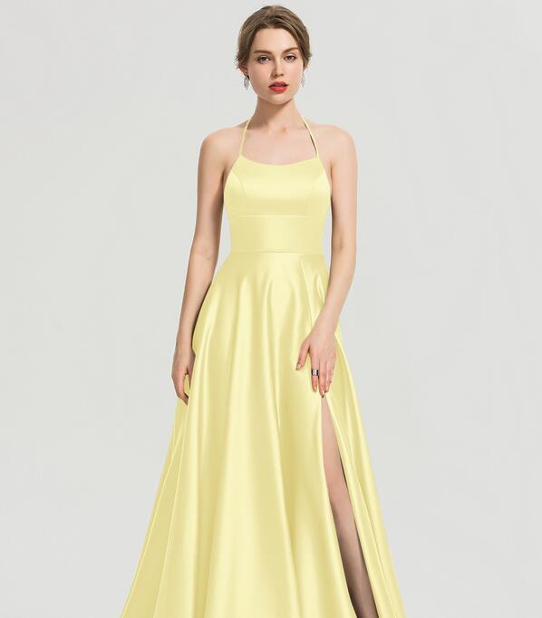Evening wear Dresses: Long Prom Dresses Green Evening Dress Satin Prom Gowns